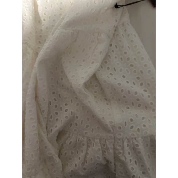 Vince Camuto Feminine White Ruffle Detail Cotton Eyelet Dress Cottage NWT Size 6 - Picture 9 of 12